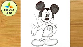 How to Draw Mickey Mouse with Pencil Sketch || Easy Mickey Mouse Drawing