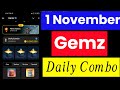 Gemz daily combo today | gemz daily combo card today Combo gemz 01 November |