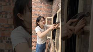 Installing the windows that I made by hand, I feel full of joy. 安装我亲手做的窗户。#woodworking #shorts #diy