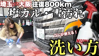 【雪汚れの落とし方】往復800キロ走った塩カルまみれのアルファードを高性能スプレーと道具で徹底的に洗車しました【40アルファード】