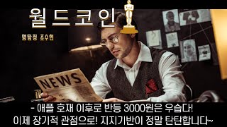 월드코인 애플 호재 이후로 반등 3000원은 우습다! 이제 장기적 관점으로! 지지기반이 정말 탄탄합니다~