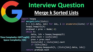 Merge k Sorted Lists - Linked List - Priority Queues - Python
