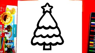 How to draw a Christmas tree | Christmas Tree Compilation Drawing  | Painting and Coloring for Kids
