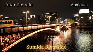 雨上がりの隅田川周辺を深夜に散歩してみた。