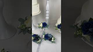 Rinlong 3Pcs Navy Blue Cake Flowers Set Wedding Flowers #cakeflower