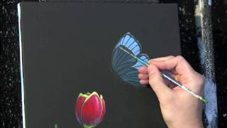 Tulip and Butterfly time lapse painting.  Acrylic painting lessons www.timgagnon.com