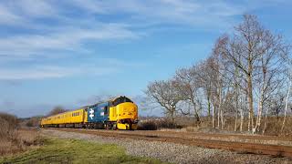 37409 and 37424 thrash through Crofton West with 5Z01 Carnforth to Derby on 02/02/2020