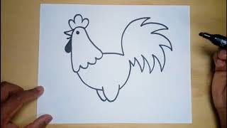 Learn to draw an easy rooster