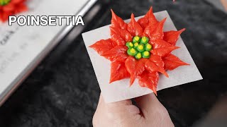 How to pipe buttercream poinsettia  [ Cake Decorating For Beginners ]