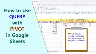 Google Sheets | Query | Function | PIVOT | Clause | Example | GROUP BY | Spreadsheet | Tutorial