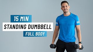 15 MIN STANDING DUMBBELL HIIT WORKOUT - Full Body Strength Training At Home