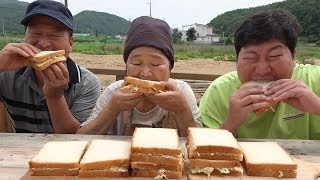 여러 야채 듬뿍 넣은 샐러드로 [[수제 샌드위치(Homemade sandwich)]] 요리\u0026먹방!! - Mukbang eating show