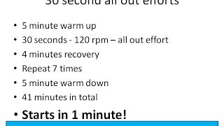 41 Minute Indoor Cycle Turbo Trainer Workout -- 30 second all out effort intervals