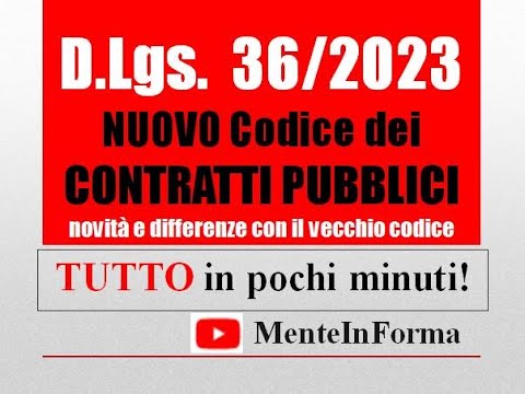 TUTTO Il NUOVO CODICE DEI CONTRATTI In Pochi Minuti - RIASSUNTO DLGS 36 ...