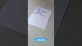 3D Aeroplane drawing #youtube #amazing #art #shorts