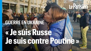 Rassemblement à Paris en soutien à l'Ukraine : quand Nadya la Russe enlace Olga l'Ukrainienne