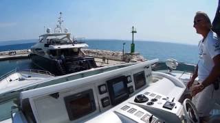 Docking Dominator 86 S yacht in windy weather,marina Lav,HR