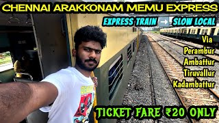 Chennai Arakkonam MEMU Express Travel Vlog 🚂🔥 | Only on Weekdays🙌 | Sema ya ooruti thalitanga pa 🥲