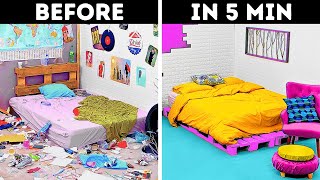 HOME DECOR HACKS || Extreme Bedroom Makeover From Old To Posh