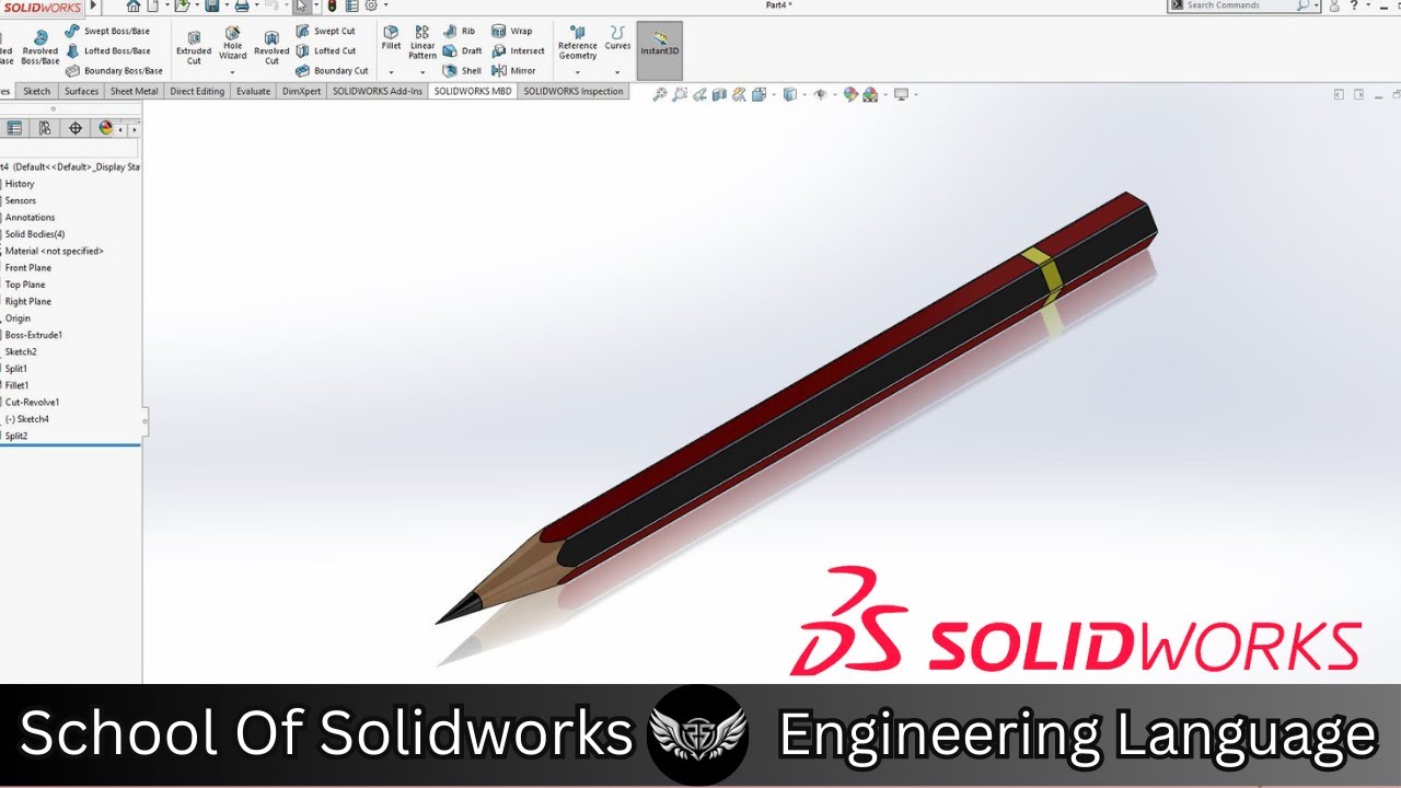 Pencil Design Solidworks - YouTube