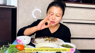 Let’s eat! Taro roots with dried meat, one of my favs ❤️| First time eating alone on my channel 😁