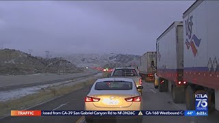 Traffic backed up on 5 Freeway through Grapevine Wednesday morning