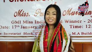 MISS.PUSPITA MURASING GMI MISS INDIA AWARD WINNER FELICITATION CEREMONY TTAADC HAPHANG//