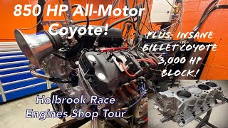 850 HP All-Motor Coyote at Holbrook Racing Engines | Billet Coyote Engine Block & Race Car Reveal
