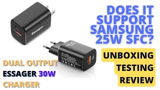 Essager 30W dual PD Charger Unboxing \u0026 Testing: Does it support Samsung 25W SFC -Apple 20W Charging?