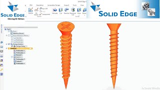 Solid edge Tutorial - 86 - Screw (intermediate level) - Helix feature