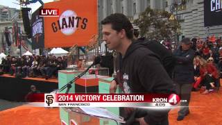 Giants Celebration Video   Madison Bumgarner Buster Posey and Ryan Vogelsong