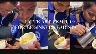 Heart | Tulip | Rosetta | latte art practice for beginners barista