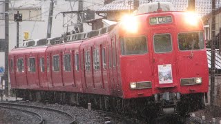 「雪の中を行く系統板つき6000系」6000系6008F (岐阜まち歩き系統板つき) 名鉄 犬山線 江南駅〜柏森駅間にて