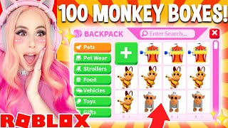 OPENING 100 MONKEY BOXES IN ADOPT ME! *BRAND NEW* Adopt Me Circus Update
