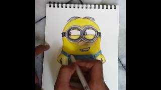 hyperrealistic art drawing of cute and funny minions using prismacolor pencils tutorial (2nd part)