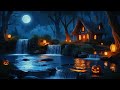 Magical Waterfall at Night  l Relaxing Halloween Piano Music for Sleep & Calm