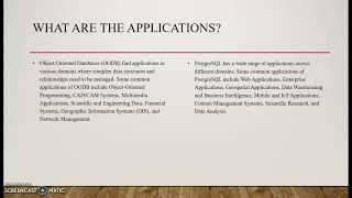 OBDMS AND POSTGRESQL
