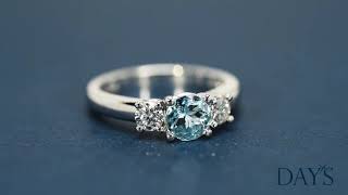 Aquamarine Ring In 14kt White Gold With Diamonds (3/8ct Tw)