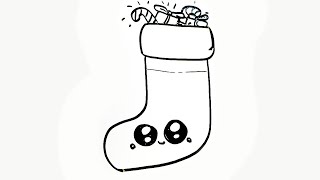 How to Draw Cute Christmas Stocking Easy