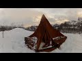 nortent tipi 6 and stove setup in winter