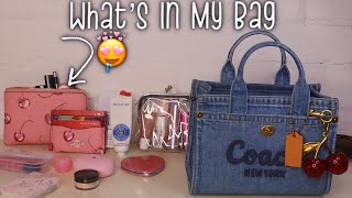 🩷 What’s In My Bag - Denim Coach Cargo 20 Tote 🍒