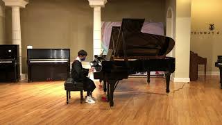 Prime Music Institute piano student Evan F. plays at the PMI Halloween recital 2021