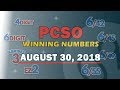 PCSO EZ2, Suertres, 6Digit, Mega Lotto 6/45, Grand Lotto 6/55 Draw | August 30, 2018