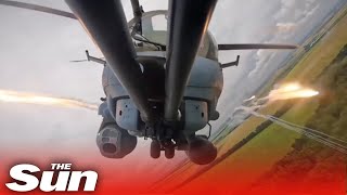 Russian attack helicopters take off after Ukrainian targets