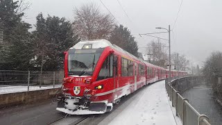 Züge der RhB im Winter im Dezember 2018 und Januar 2019 in Chur und in Graubünden, treni, trains