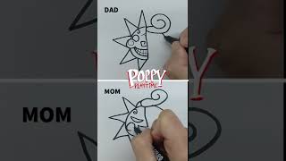 How to draw SUN vs MOMMY LONG LEGS ! MOM vs DAD Drawing Game #Shorts