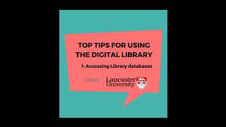 Top Tips for Using the Digital Library No. 1: Using Library databases