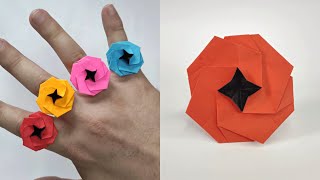 Origami POPPY RING | How to make a paper poppy ring