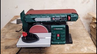 Parkside PBTS 370 A1 unboxing disc and belt sander