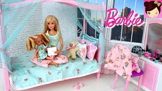 Barbie Babysitting Evening Routine - Barbie Bedroom Bathtub Toy & Mc Donalds Playset